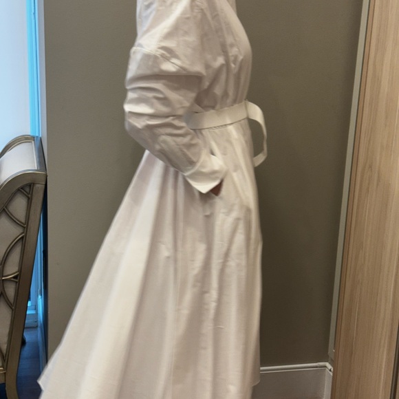 Norma Kamali White Long Sleeve Belted Dress - Picture 3 of 15